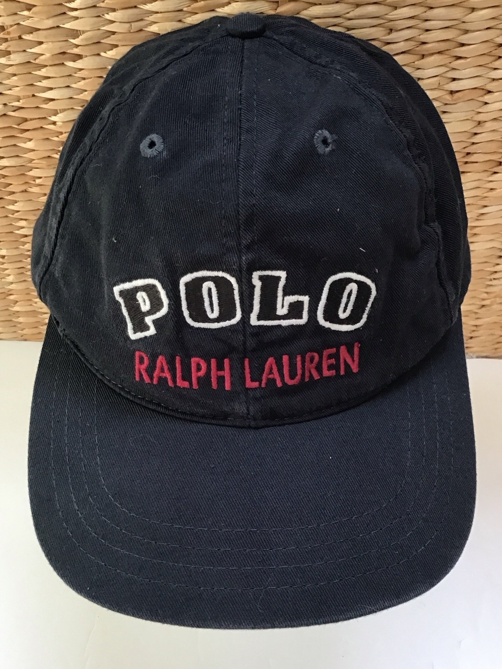 VTG 90’s Made In USA Polo by Ralph Lauren Navy Red White Logo  Baseball Cap